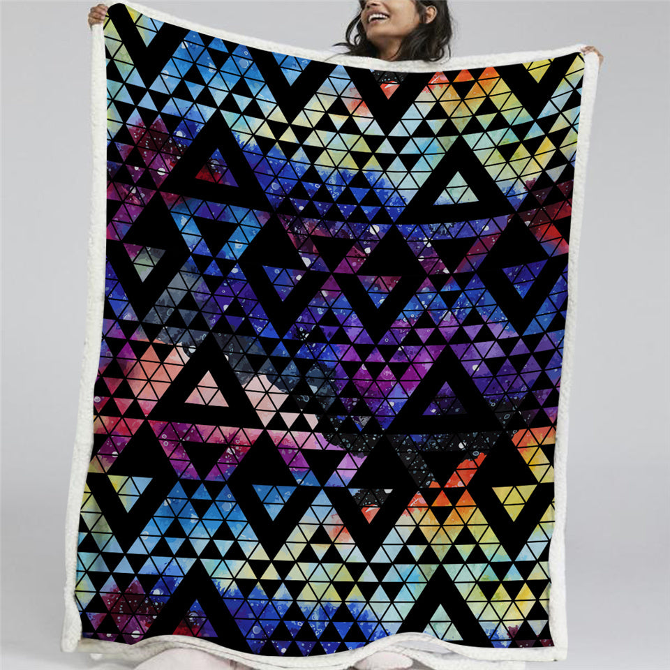 Galaxy Triangle Sherpa Fleece Blanket - Beddingify