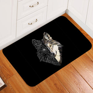 Contrast Wolf Black Door Mat