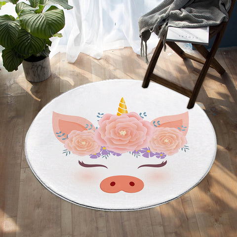 Image of Beautiful Piggy SW0073 Round Rug