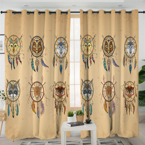 Image of Tribal Animal Dream Catcher Themed 2 Panel Curtains