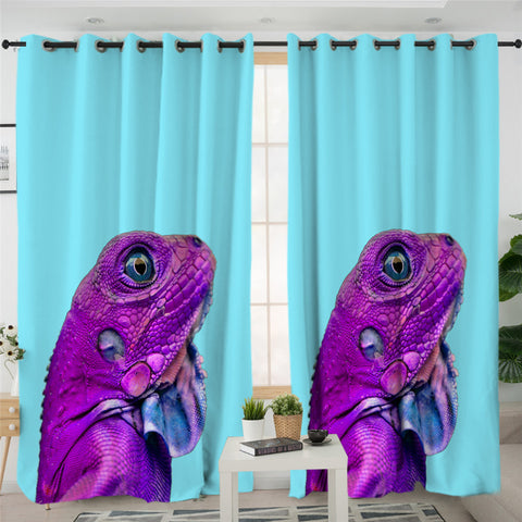 Image of Purple Lizard 2 Panel Curtains