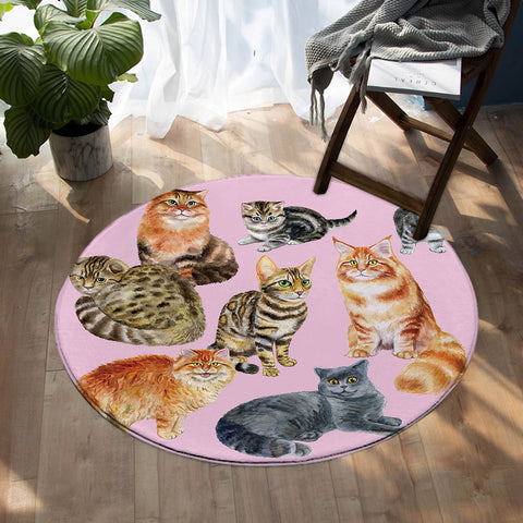 Image of Cat Patterns SW0033 Round Rug