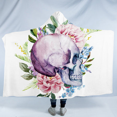 Image of Floral Skull SW0017 Hooded Blanket