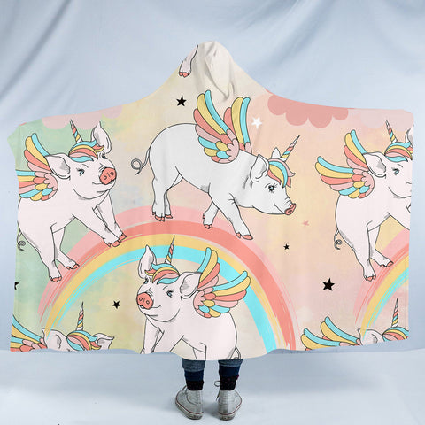 Image of Rainbow Pignicorns SW0011 Hooded Blanket