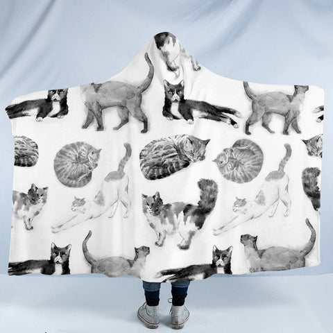 Image of Cat Poses SW0086 Hooded Blanket