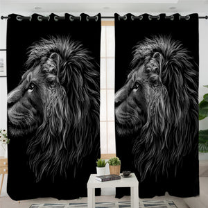 Black Lion 2 Panel Curtains