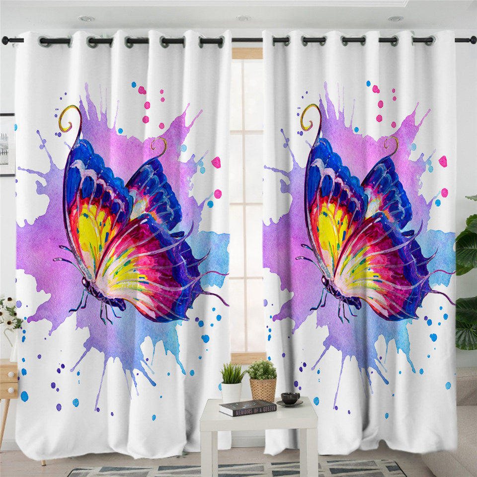 Watercolor Butterfly 2 Panel Curtains