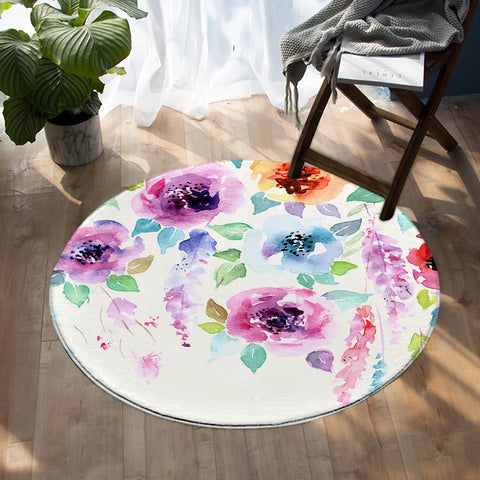 Image of Watercolored Flowers SW0482 Round Rug