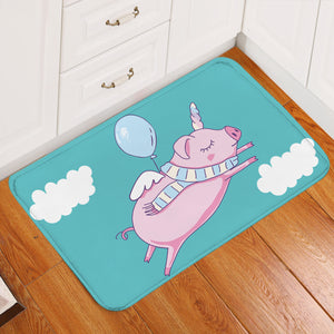 Levitate Pig Teal Door Mat