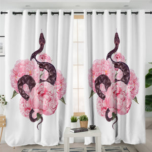 Snake Flowers 2 Panel Curtains