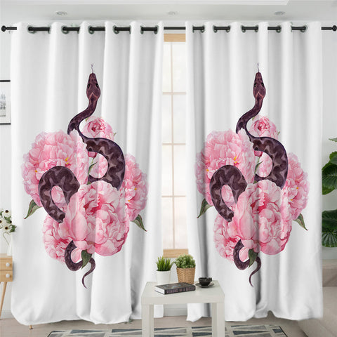 Image of Snake Flowers 2 Panel Curtains