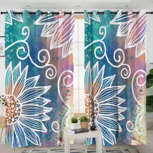 Hippie Flower Mandala 2 Panel Curtains