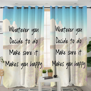 Happiness Quote 2 Panel Curtains