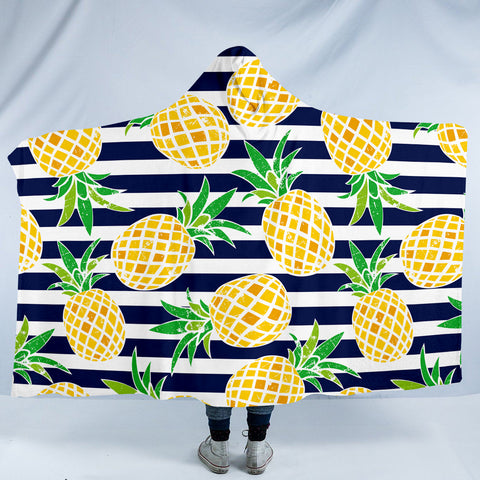 Image of Pineapple Patterns Stripes SW0510 Hooded Blanket
