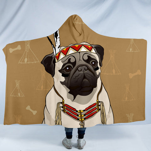 Image of Tribal Pug SW0745 Hooded Blanket