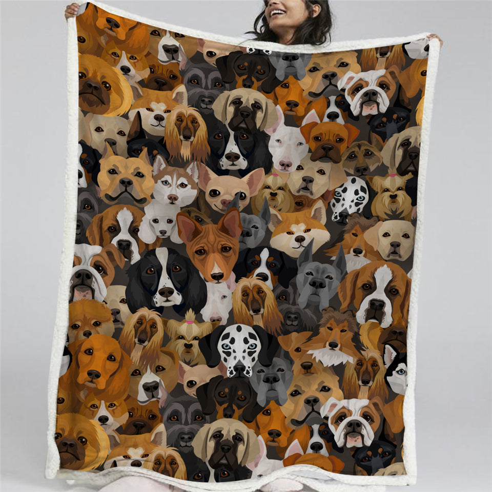 Dogs Themed Sherpa Fleece Blanket - Beddingify