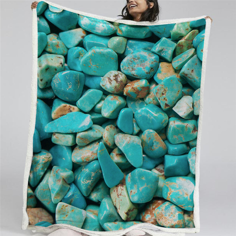 Green Stones Themed Sherpa Fleece Blanket - Beddingify