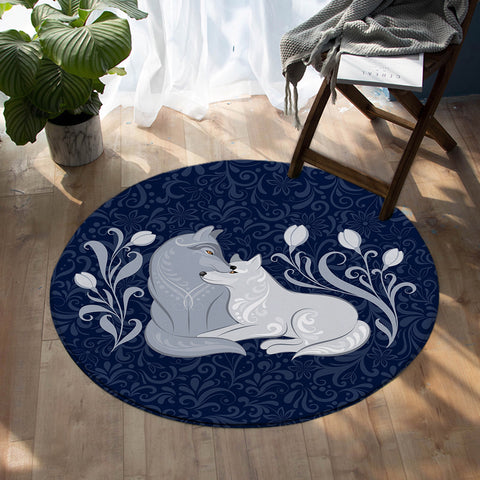 Image of Wolf Couple SW0052 Round Rug