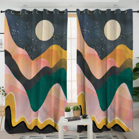 Image of Painting Mountain 2 Panel Curtains