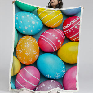 Easter Eggs Sherpa Fleece Blanket - Beddingify