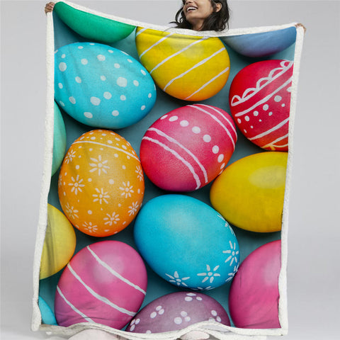 Image of Easter Eggs Sherpa Fleece Blanket - Beddingify