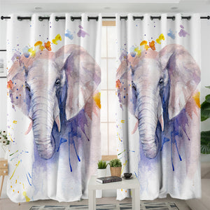 Painting Elephant 2 Panel Curtains