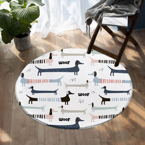 Image of Dachshund Strings SW1179 Round Rug