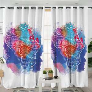African Continent White 2 Panel Curtains