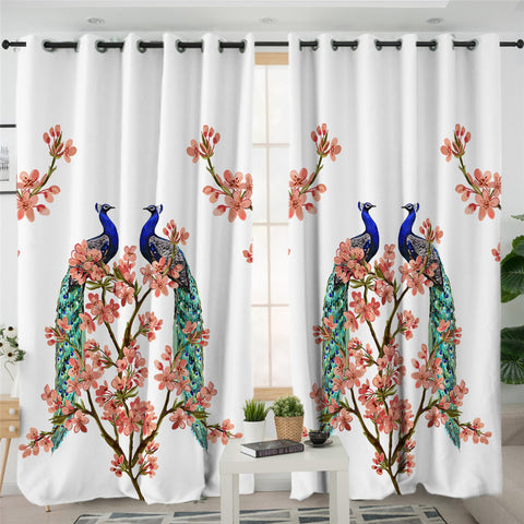 Image of Peacock Couple 2 Panel Curtains