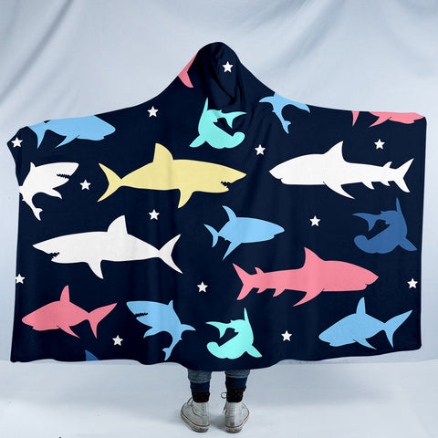 Image of Shark Shadows SW0102 Hooded Blanket