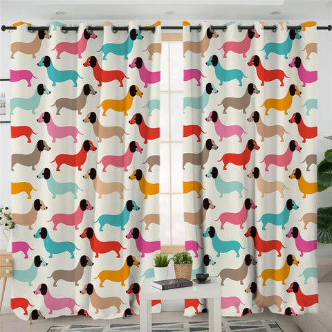 Image of Colored Dachshund White SWCG2226 2 Panel Curtains