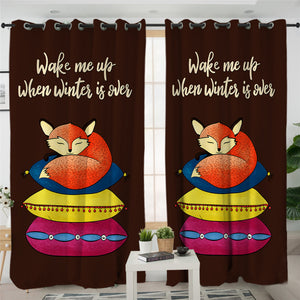 Sleeping Fox Themed 2 Panel Curtains