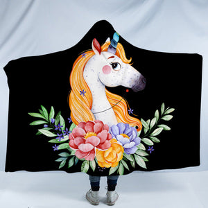 Floral Unicorn SW1300 Hooded Blanket