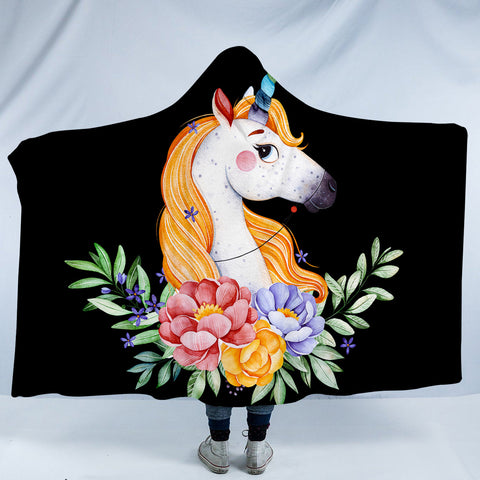 Image of Floral Unicorn SW1300 Hooded Blanket