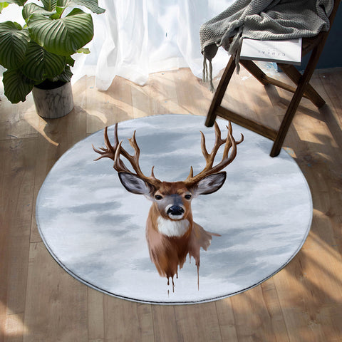 Image of Winter Deer SW0882 Round Rug