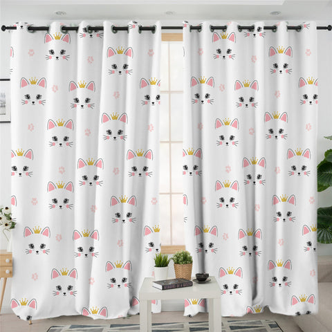 Image of Cute Cat Themed 2 Panel Curtains