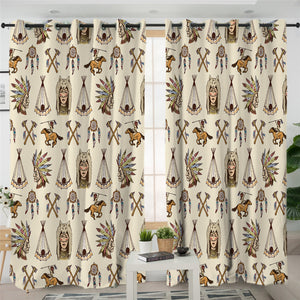 Tribal Themed Milk 2 Panel Curtains