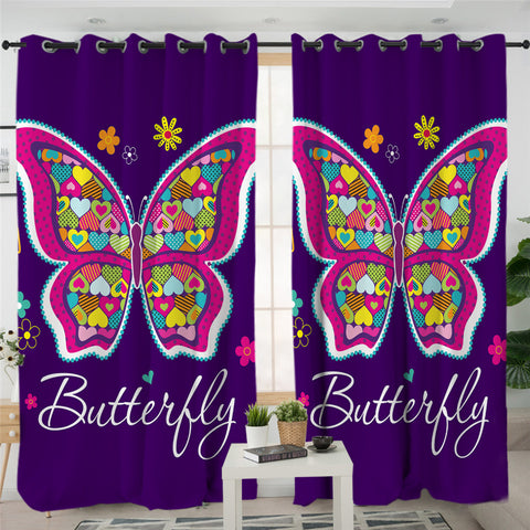 Image of Flower Butterfly 2 Panel Curtains