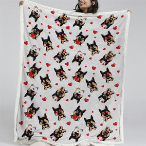 Heart Dog Themed Sherpa Fleece Blanket - Beddingify