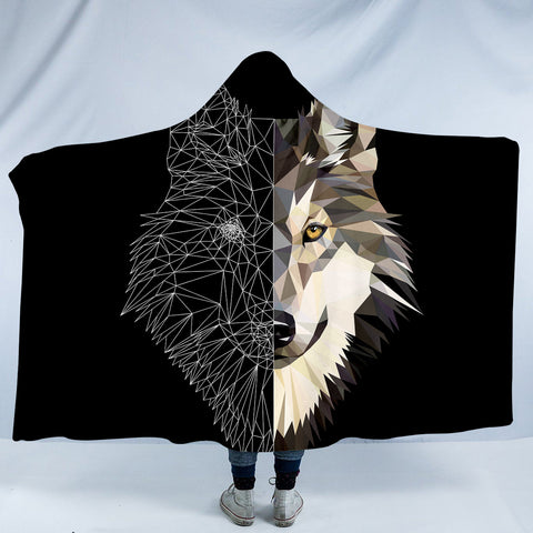 Image of Geometric Wolf SW0068 Hooded Blanket