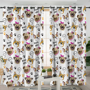 Pug And Corgi Themed 2 Panel Curtains
