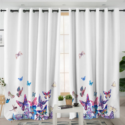 Image of Adorable Butterflies Pattern SWKL2330 2 Panel Curtains