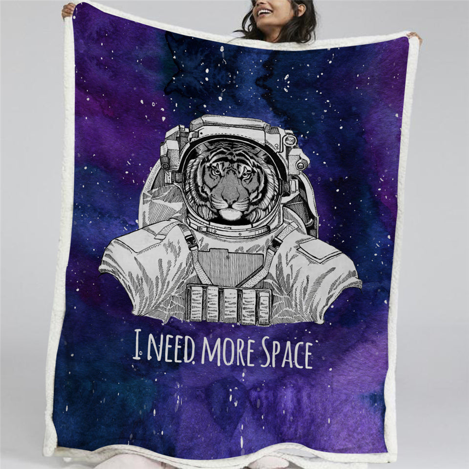Lion Astronaut Sherpa Fleece Blanket - Beddingify