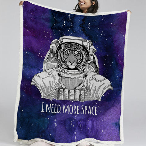 Image of Lion Astronaut Sherpa Fleece Blanket - Beddingify