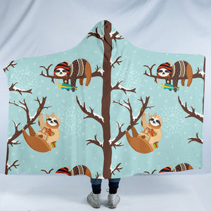 Winter Sloth SW1004 Hooded Blanket