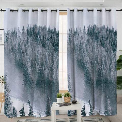 Image of Pine Forest Themed 2 Panel Curtains