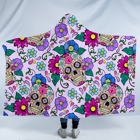 Image of Gaudy Skulls SW0519 Hooded Blanket