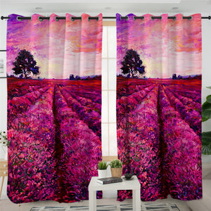 Lavender Fields Sunset 2 Panel Curtains