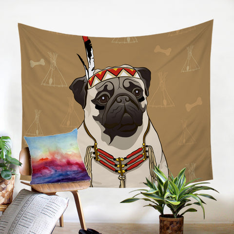 Image of Tribal Pug SW0745 Tapestry