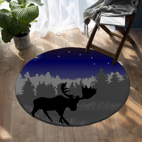 Image of Night Moose SW0085 Round Rug